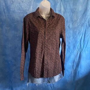 G by Guess Women's Black Floral Button-Up Shirt, Small, 2H-125T013